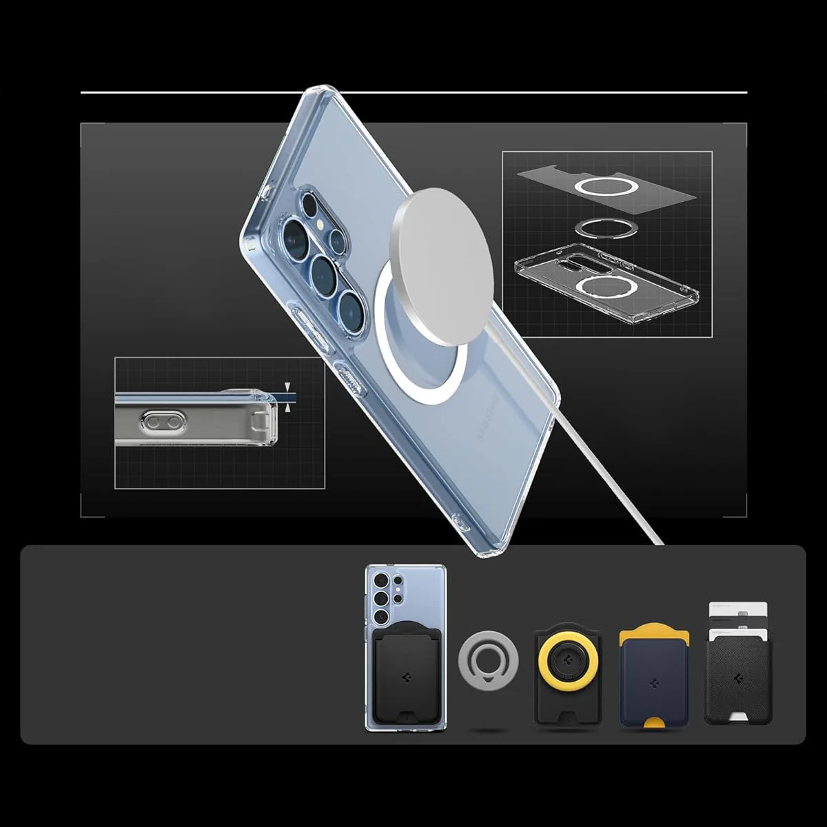 Handyhülle für Galaxy S25 Ultra, Spigen Ultra Hybrid Mag mit MagSafe, Transparent-Weiß - Image 13