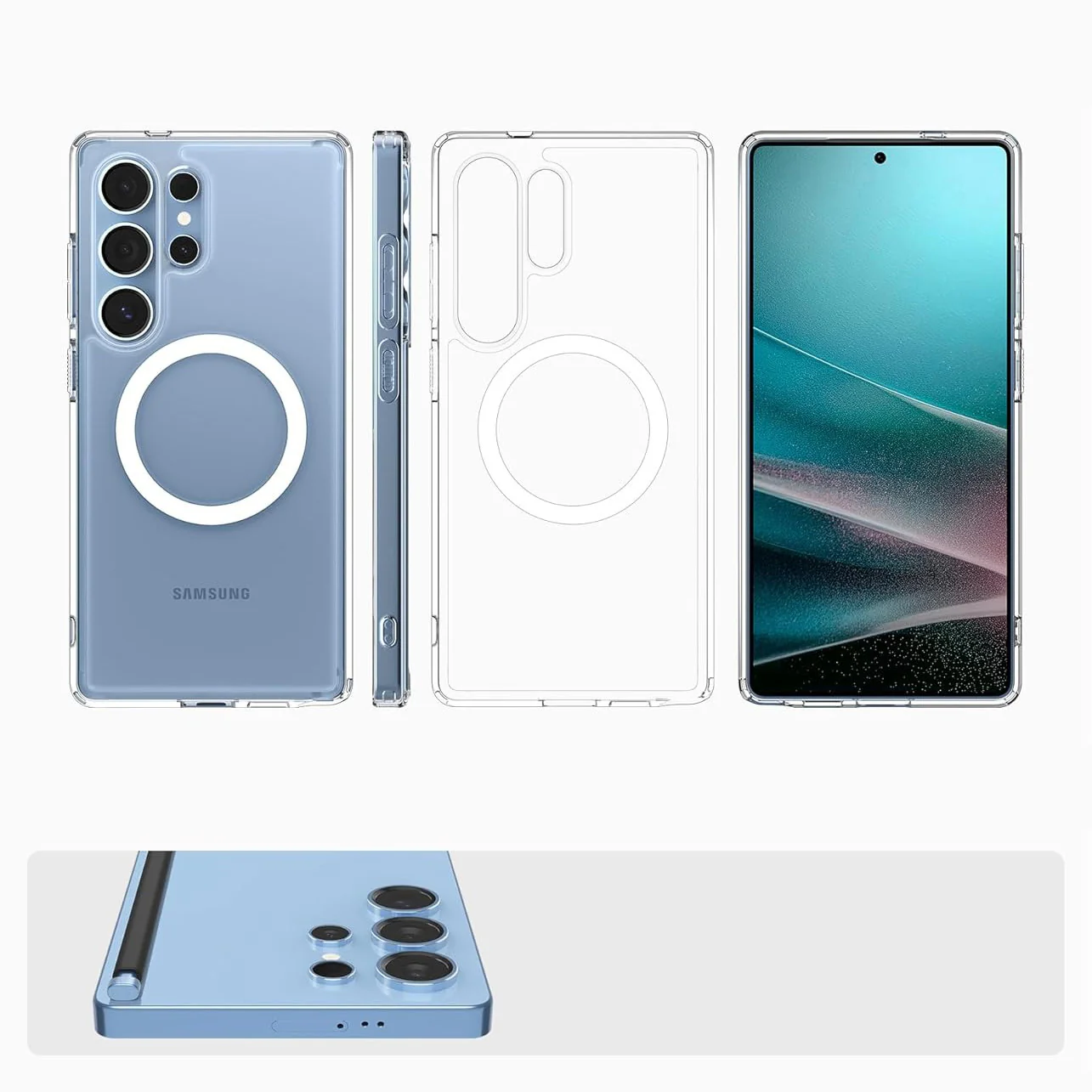 Handyhülle für Galaxy S25 Ultra, Spigen Ultra Hybrid Mag mit MagSafe, Transparent-Weiß - Image 14