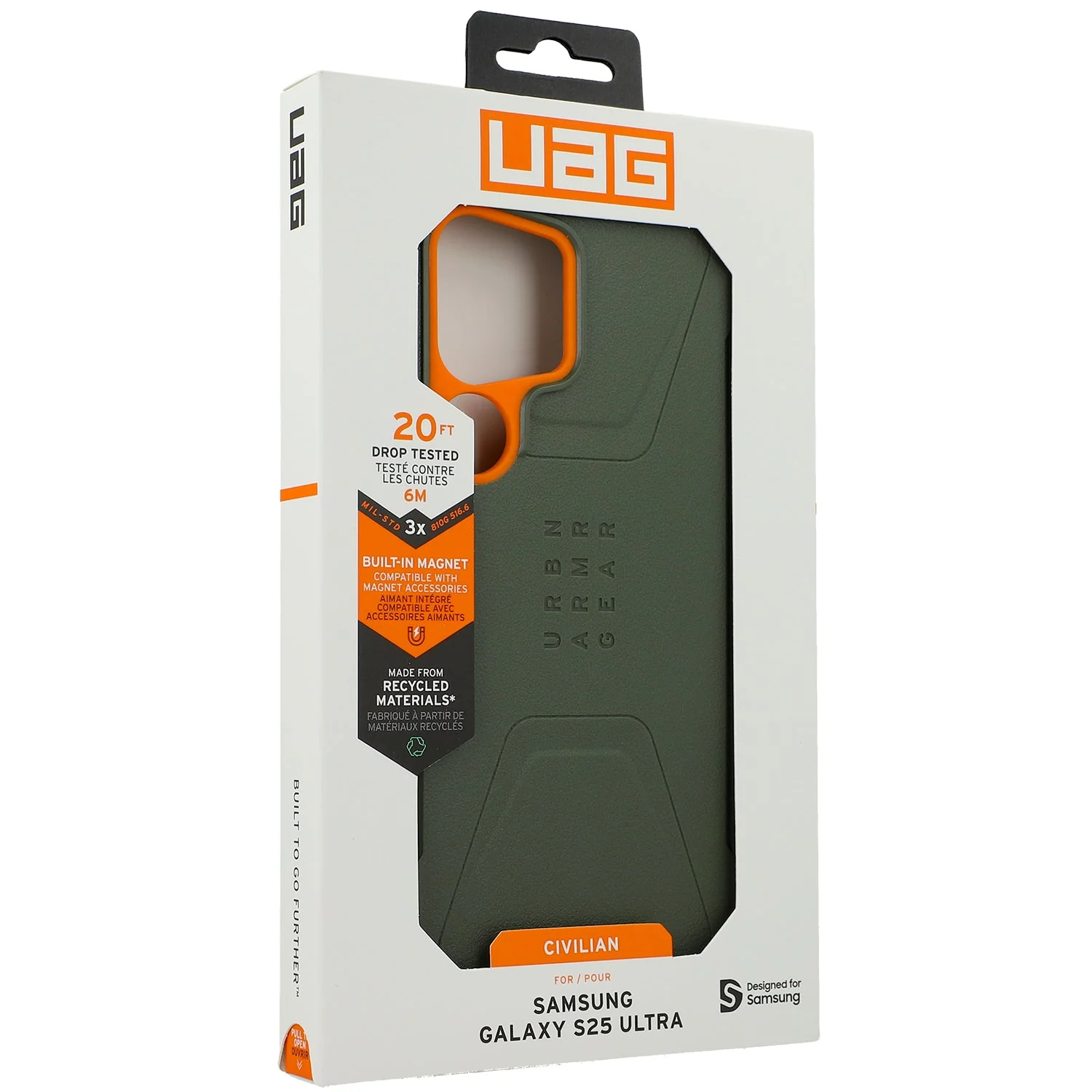 Handyhülle für Galaxy S25 Ultra, Urban Armor Gear Civilian Magnet, Grün mit Orange - Image 11