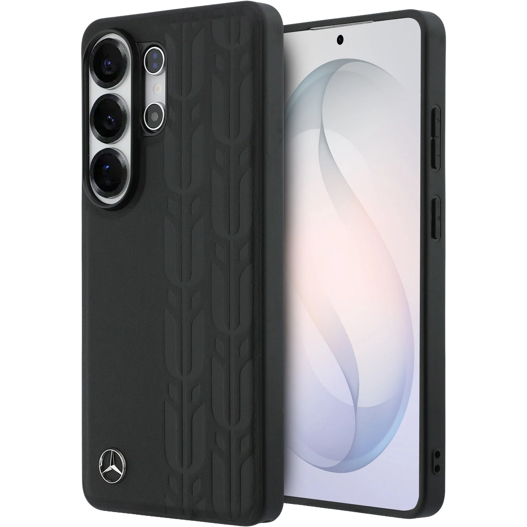 Handyhülle für Galaxy S26, Mercedes-Benz Leather Laurel Leaves Stripes mit MagSafe, Schwarz mit sportlich-elegantem Muster