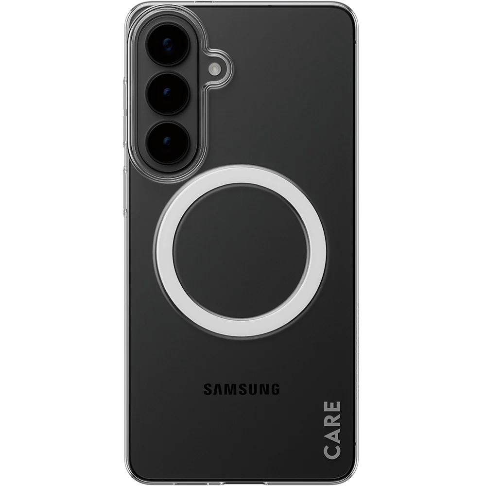 Handyhülle für Galaxy S26 Plus, CARE by PanzerGlass SL1M mit MagSafe, Transparent und Weiß