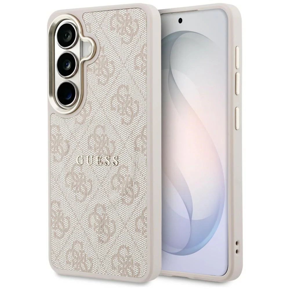Handyhülle für Galaxy S26 Plus, Guess Hardcase Leather Logo MagSafe, Rosa mit Classic Logo Guess