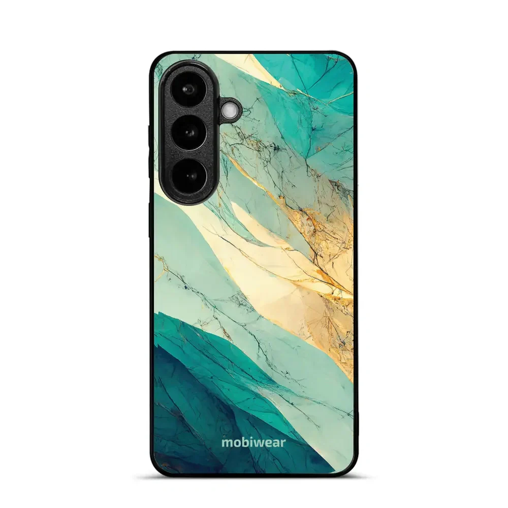 Handyhülle für Galaxy S26 Plus, Mobiwear Glossy Case, Türkis-Marmor