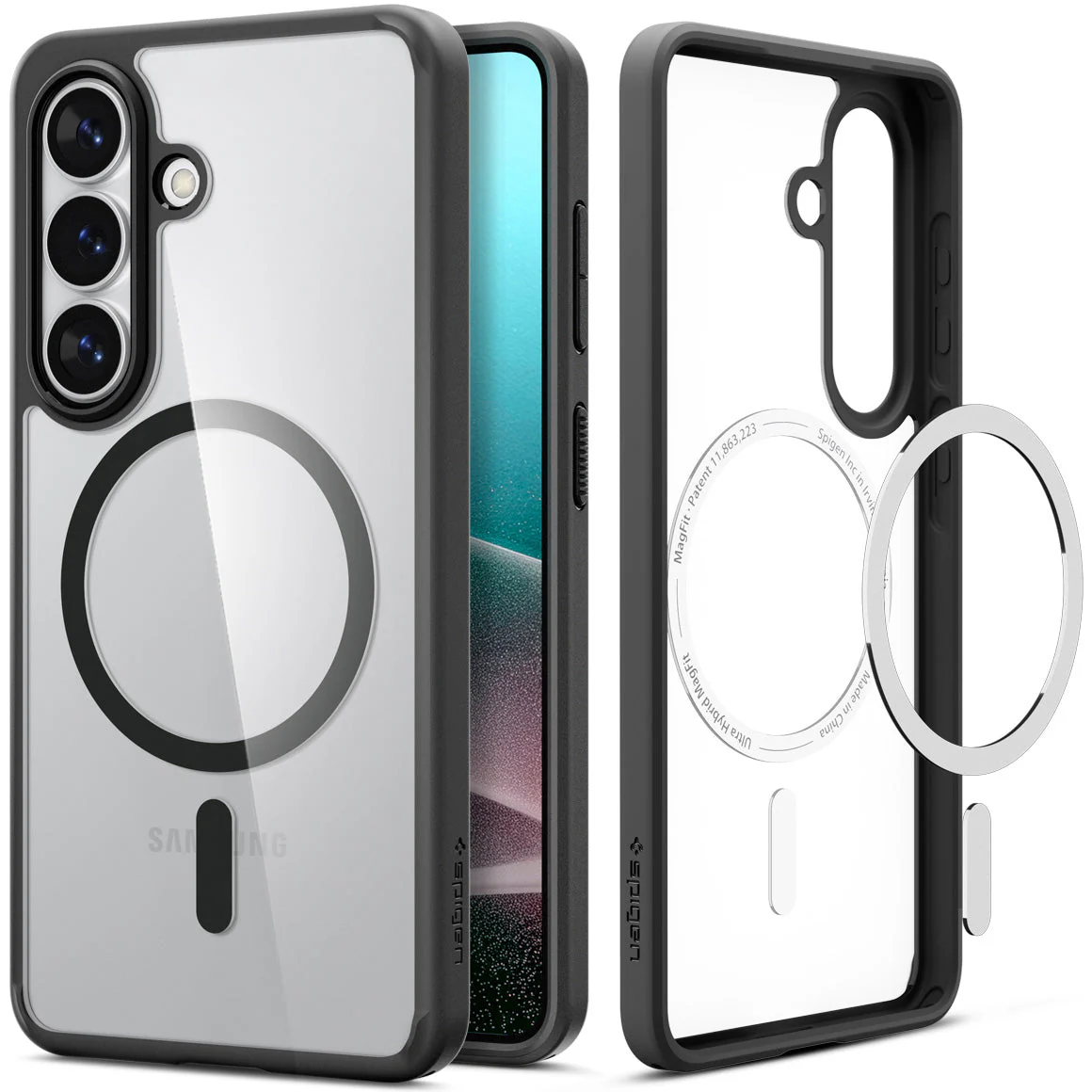Handyhülle für Galaxy S26 Plus, Spigen Ultra Hybrid Mag mit MagSafe, Transparent-Schwarz