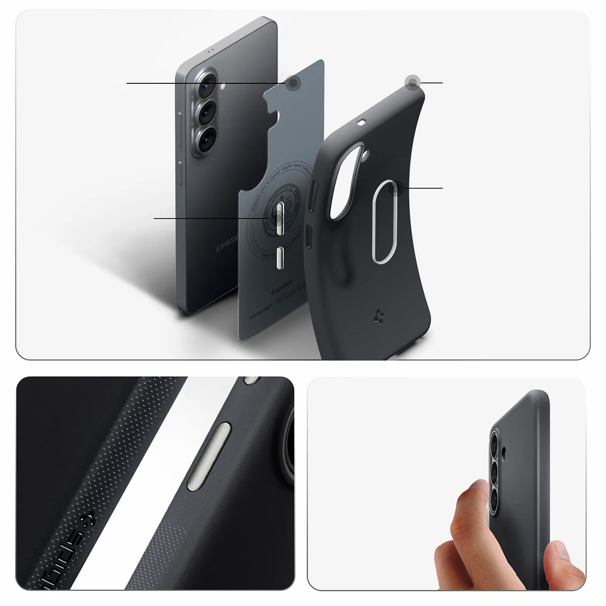 Handyhülle für Galaxy S26, Spigen Nano Pop Mag mit MagSafe, Schwarz-Grau - Image 3