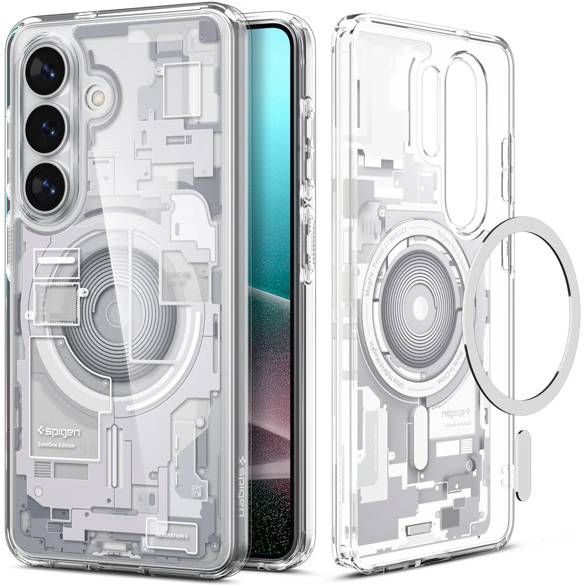 Handyhülle für Galaxy S26, Spigen Ultra Hybrid Mag mit MagSafe, Weiß-Grau (Zero One)