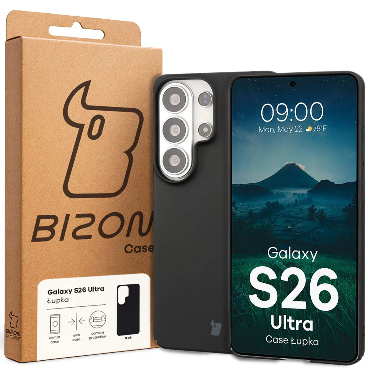 Handyhülle für Galaxy S26 Ultra, Bizon Case Lupka, Schwarz - Image 6