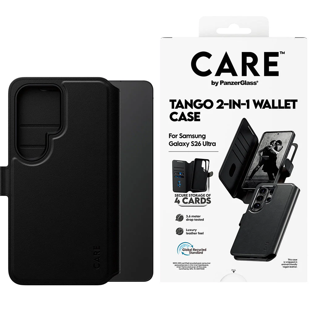 Handyhülle für Galaxy S26 Ultra, CARE by PanzerGlass Tango 2in1 Wallet mit MagSafe, Schwarz - Image 3