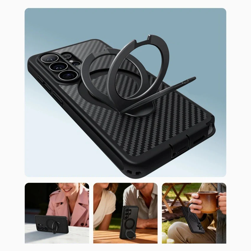 Handyhülle für Galaxy S26 Ultra, Supcase i-Blason Cosmo Mag RingStand Aramid SP mit MagSafe, Schwarz mit Kohlefaser - Image 7