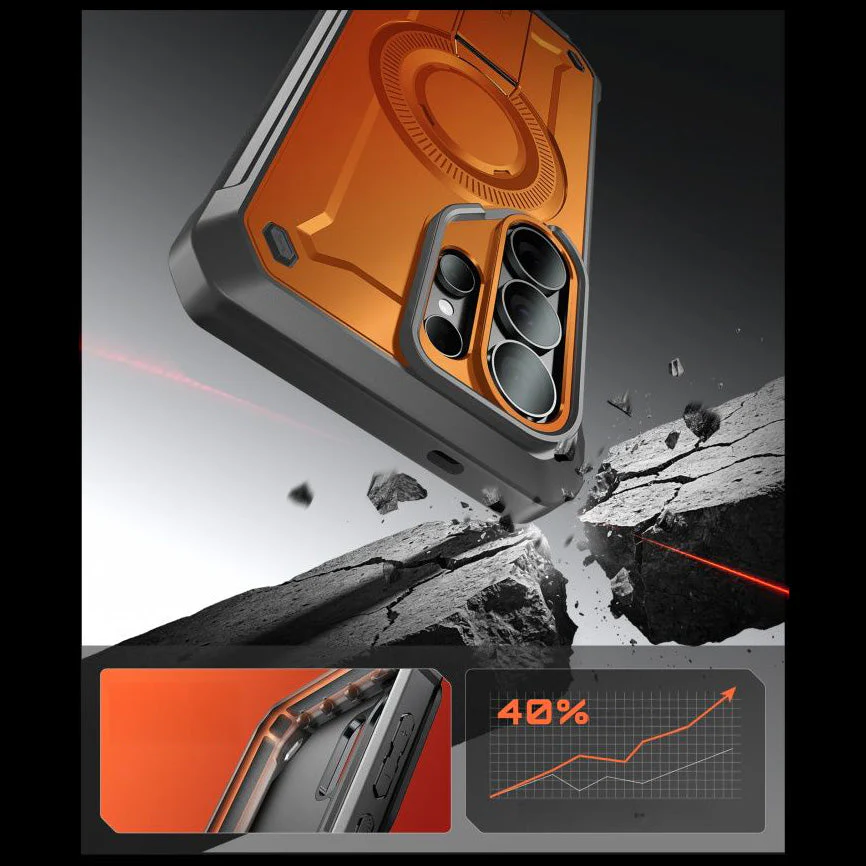 Handyhülle für Galaxy S26 Ultra, Supcase UB Pro Mag mit MagSafe SP+noSP, Orange-Grau - Image 3