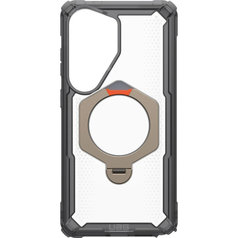 Handyhülle für Galaxy S26 Ultra, Urban Armor Gear Plasma XTE 360 Mag mit MagSafe, Transparent und Grau mit orangem Element