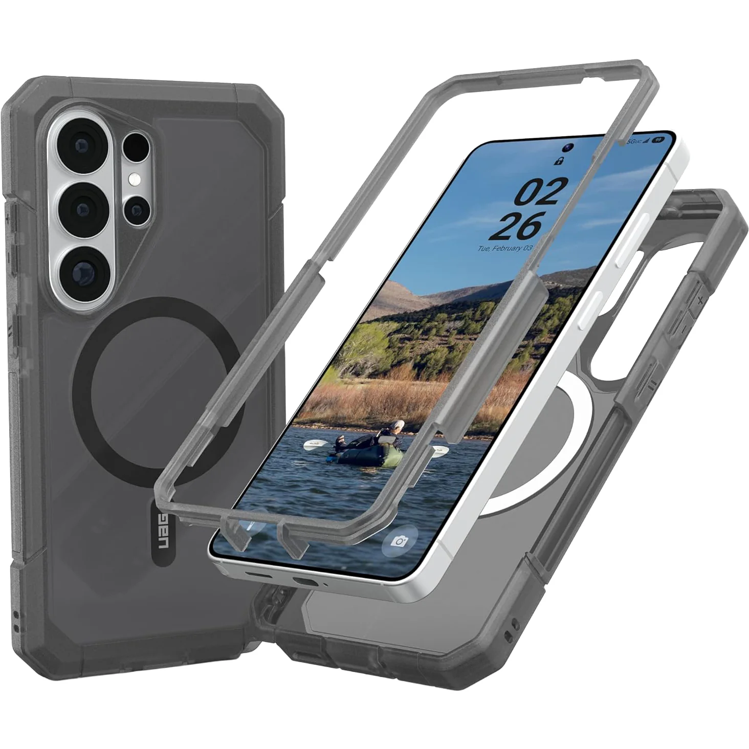 Handyhülle für Galaxy S26 Ultra, Urban Armor Gear Trooper Mag, Schwarz und Transparent