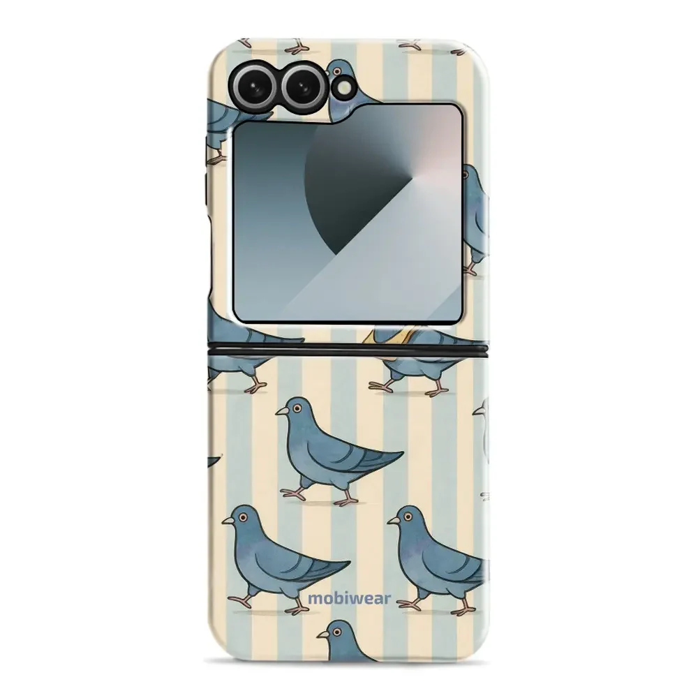 Handyhülle für Galaxy Z Flip7 FE / 6, Mobiwear Elite Pro, Blaue Tauben