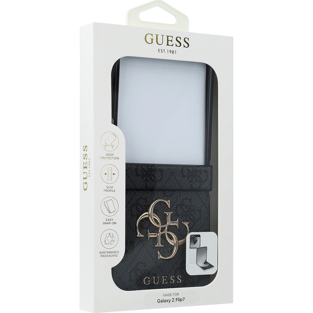 Handyhülle für Galaxy Z Flip7, Guess Hardcase 4G Big 4G Classic Logo, Schwarz mit Goldenen Elementen - Image 6