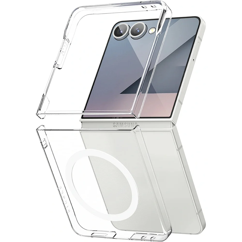 Handyhülle für Galaxy Z Flip7, Ringke Slim Hinge Magnetic mit MagSafe, Transparent und Weiß - Image 2