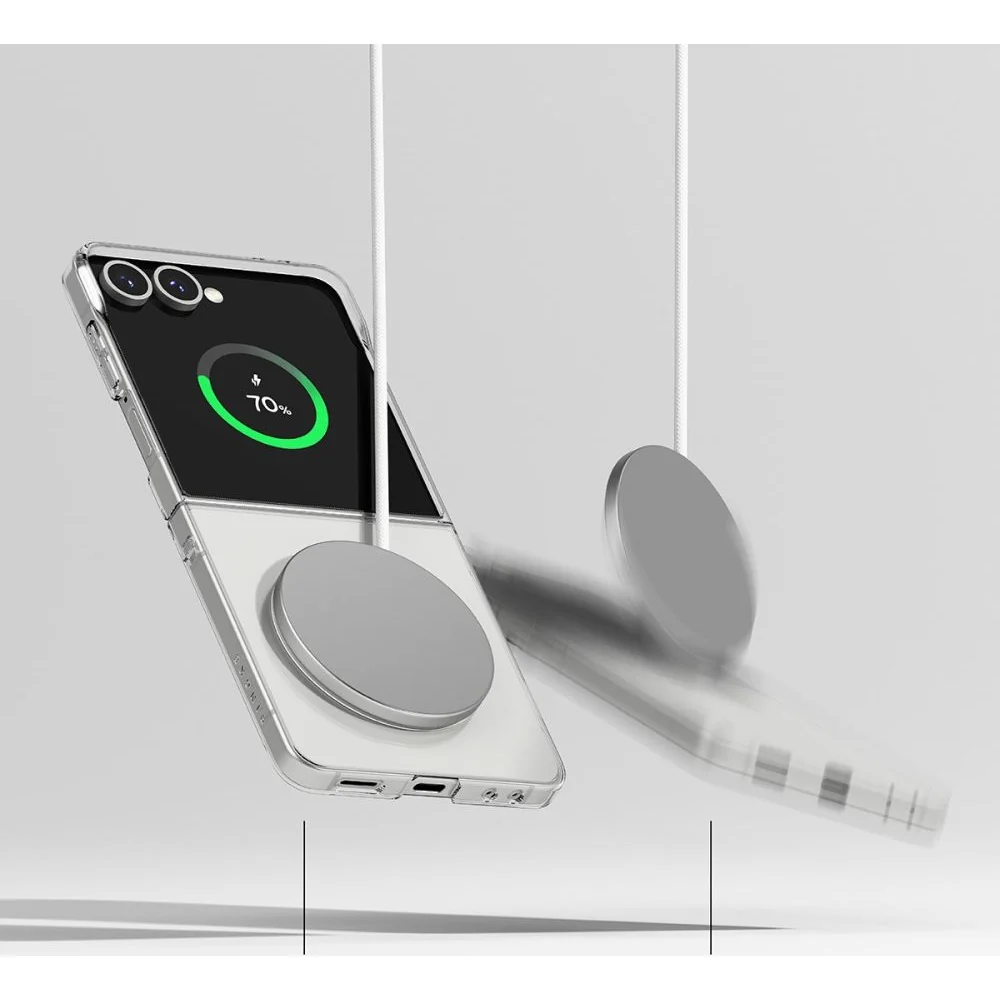 Handyhülle für Galaxy Z Flip7, Ringke Slim Hinge Magnetic mit MagSafe, Transparent und Weiß - Image 5