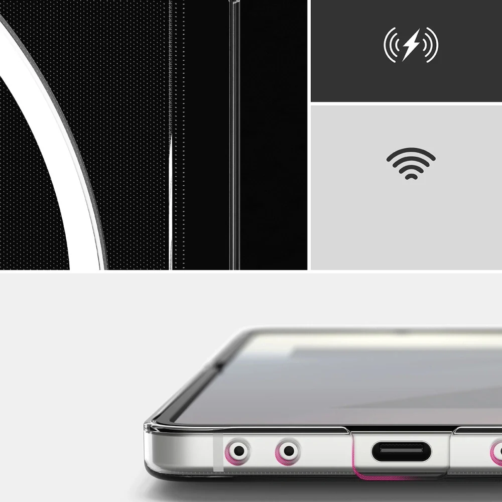 Handyhülle für Galaxy Z Flip7, Ringke Slim Hinge Magnetic mit MagSafe, Transparent und Weiß - Image 7