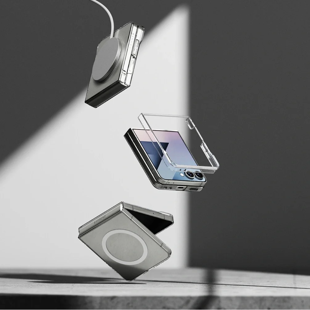 Handyhülle für Galaxy Z Flip7, Ringke Slim Hinge Magnetic mit MagSafe, Transparent und Weiß - Image 8