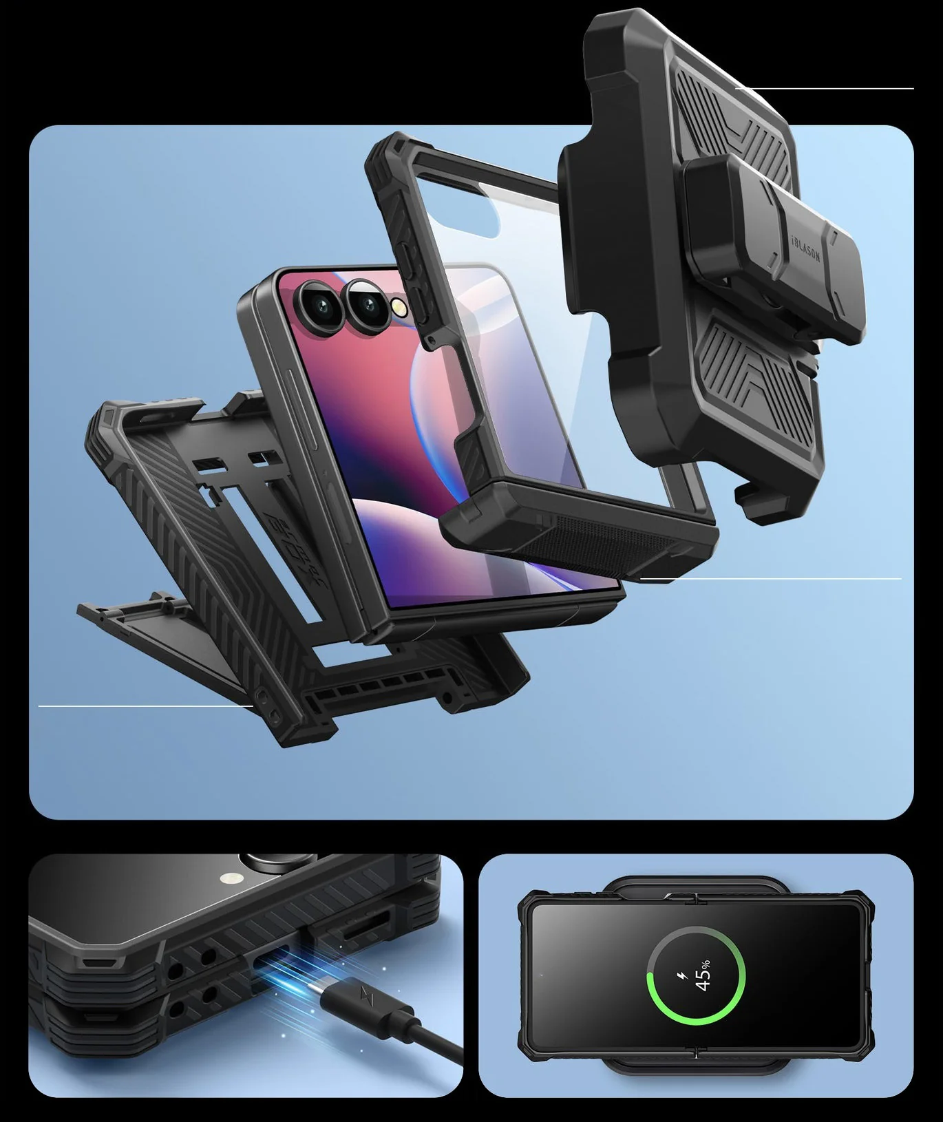 Handyhülle für Galaxy Z Flip7, Supcase i-Blason Armorbox BackSP, Schwarz - Image 7