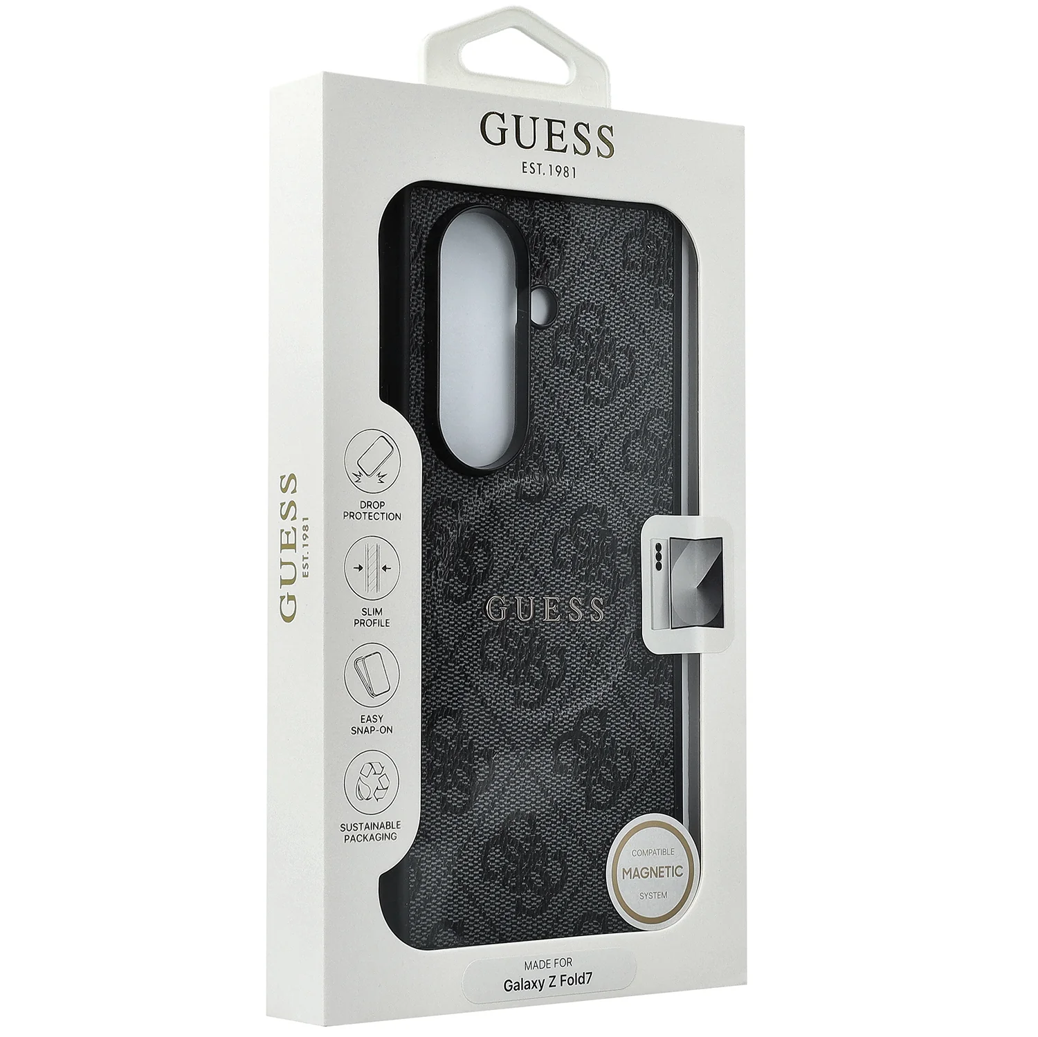 Handyhülle für Galaxy Z Fold7, Guess Hardcase 4G Ring Classic Logo MagSafe, Schwarz - Image 8