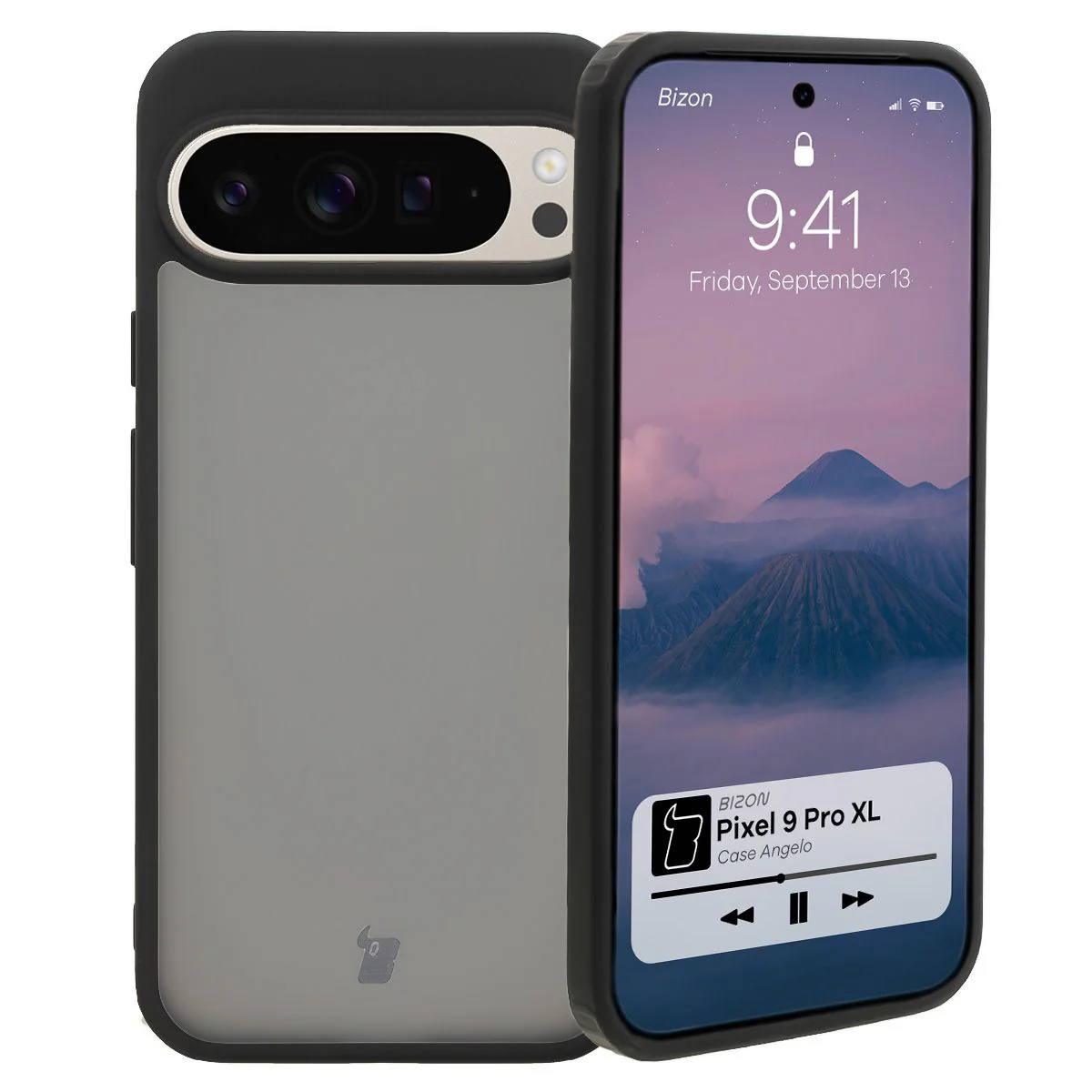 Handyhülle für Google Pixel 9 Pro XL, Bizon Case Angelo, Durchscheinend mit schwarzem Rahmen