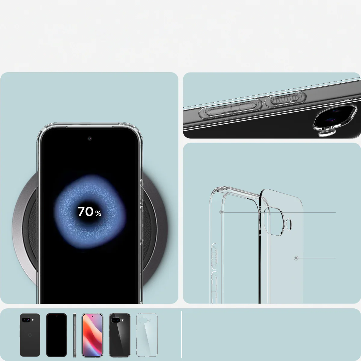 Handyhülle für Google Pixel 9a, Spigen Ultra Hybrid, Transparent - Image 15