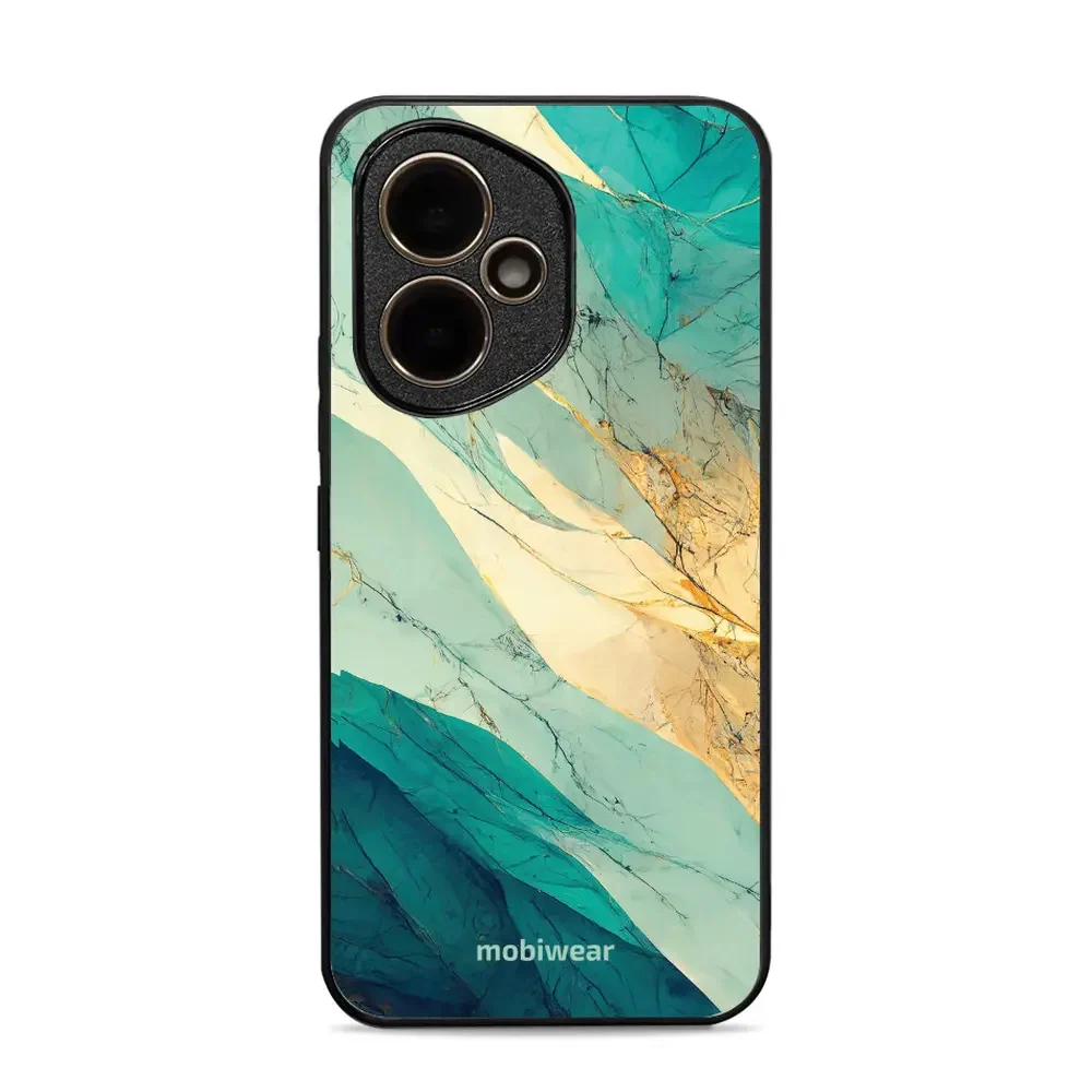 Handyhülle für Honor 400 5G, Mobiwear Glossy Case, Türkis-Marmor