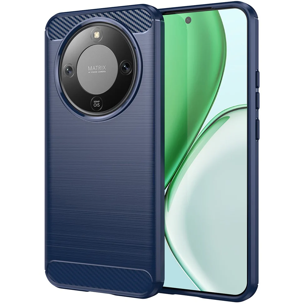 Handyhülle für Honor Magic8 Lite, Techsuit Carbon Silicone, Dunkelblau