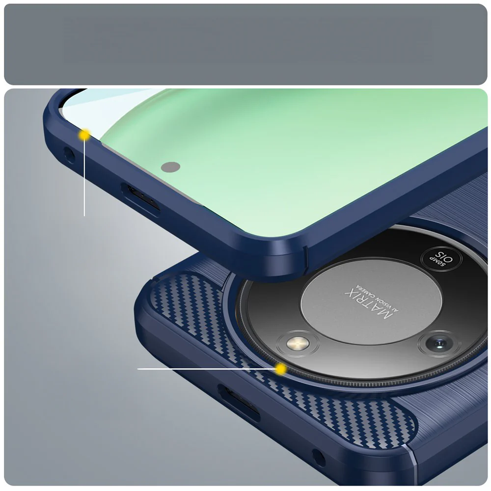 Handyhülle für Honor Magic8 Lite, Techsuit Carbon Silicone, Dunkelblau - Image 3