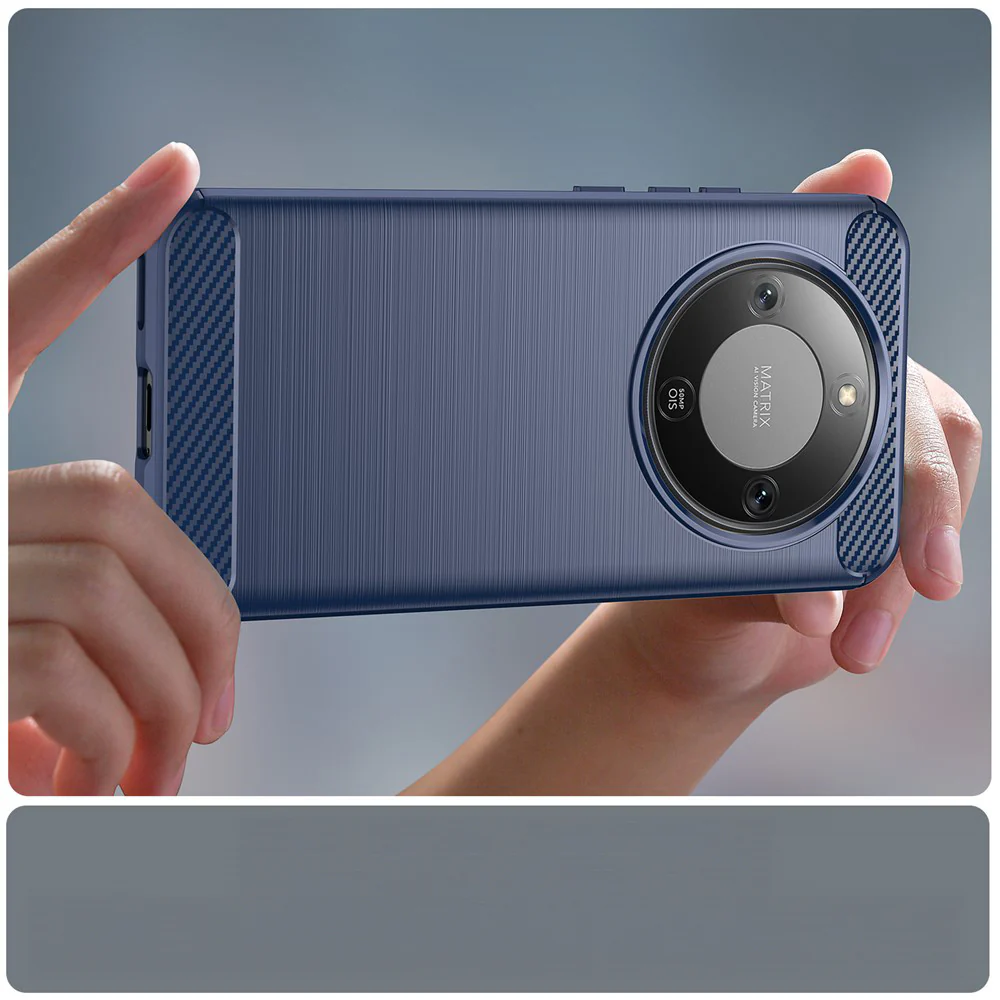 Handyhülle für Honor Magic8 Lite, Techsuit Carbon Silicone, Dunkelblau - Image 4