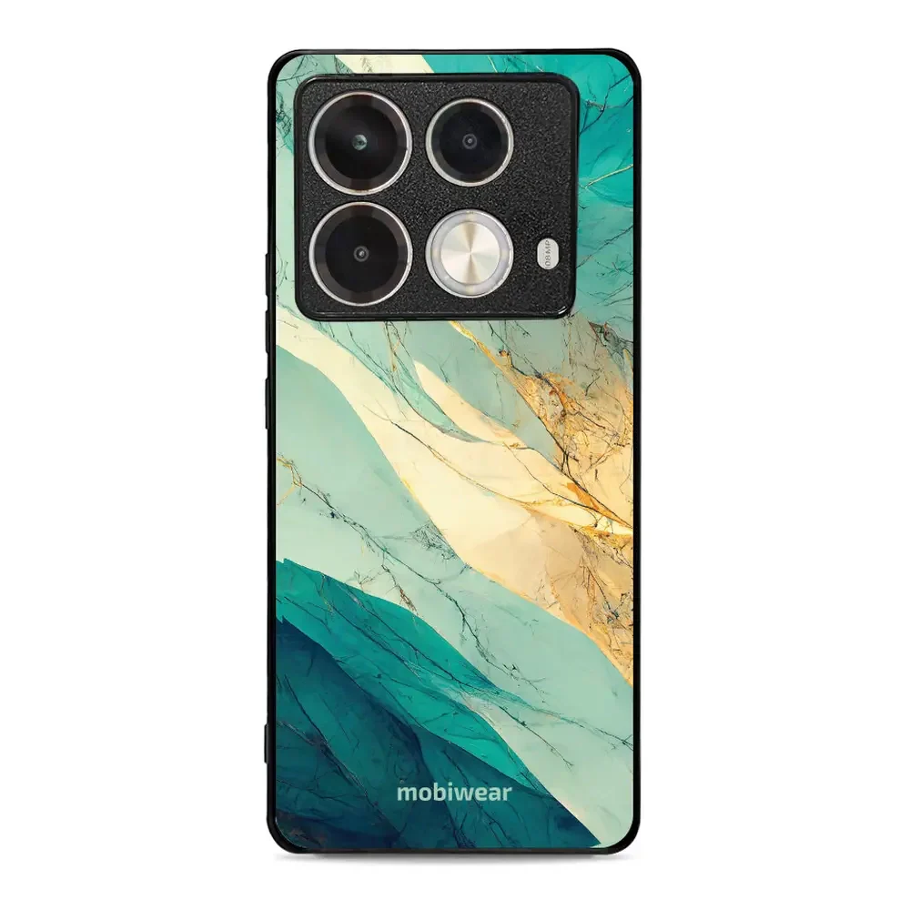 Handyhülle für Infinix Note 40 Pro, Mobiwear Glossy Case, Türkis-Marmor