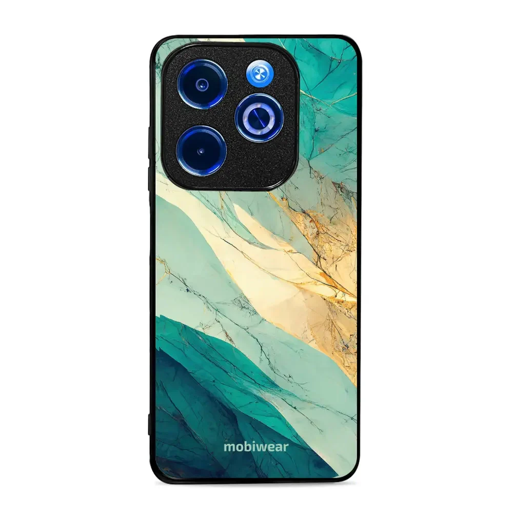 Handyhülle für Infinix Smart 8, Mobiwear Glossy Case, Türkis-Marmor