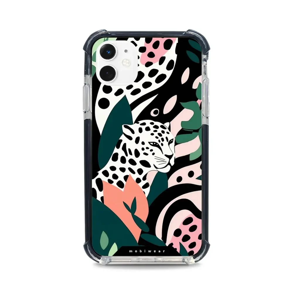 Handyhülle für iPhone 11 mit MagSafe, Mobiwear Elite Bumper, Tropischer Gepard