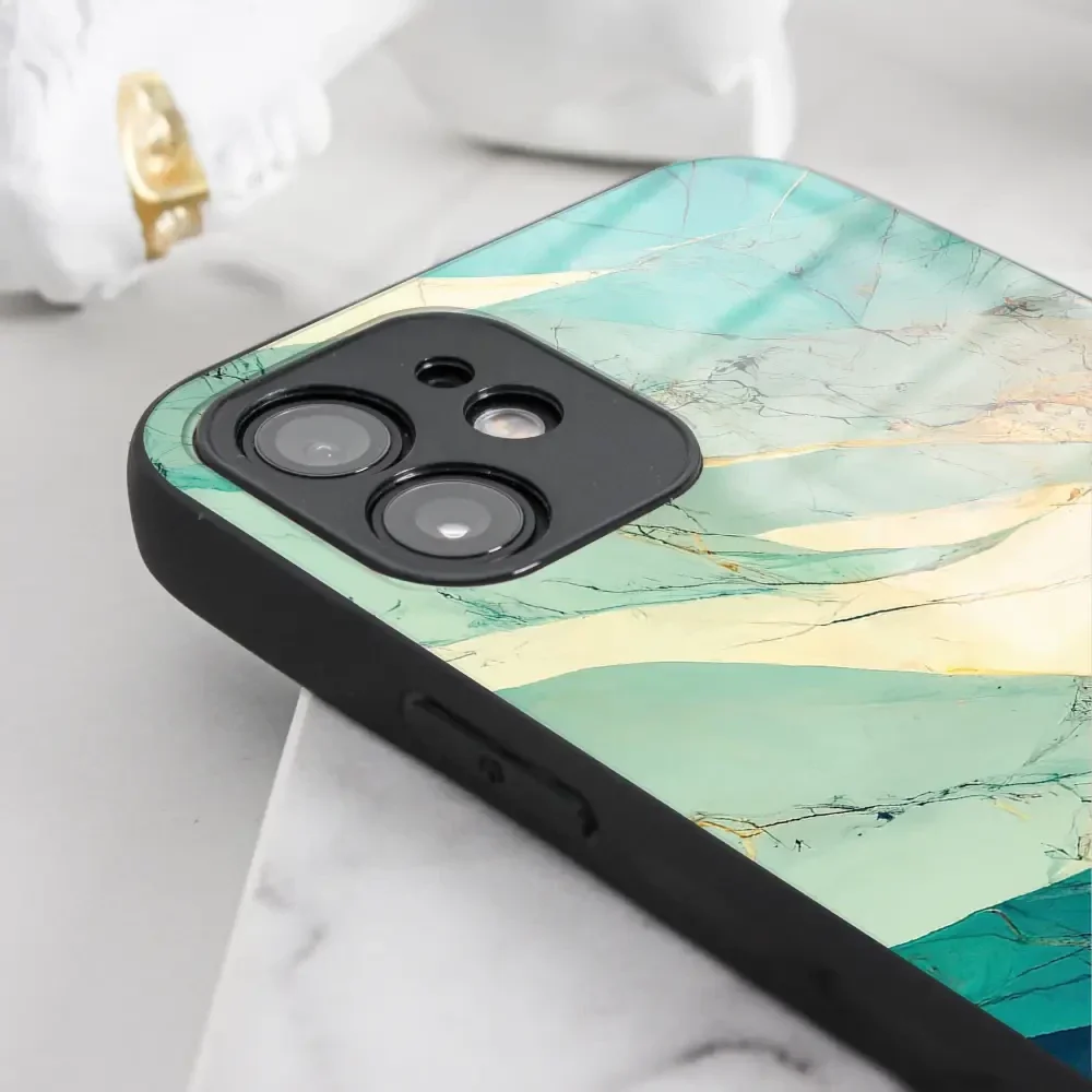 Handyhülle für iPhone 11, Mobiwear Glossy Case, Türkis-Marmor - Image 2