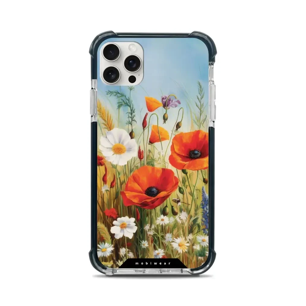 Handyhülle für iPhone 11 Pro Max mit MagSafe, Mobiwear Elite Bumper, Wiesenblumen