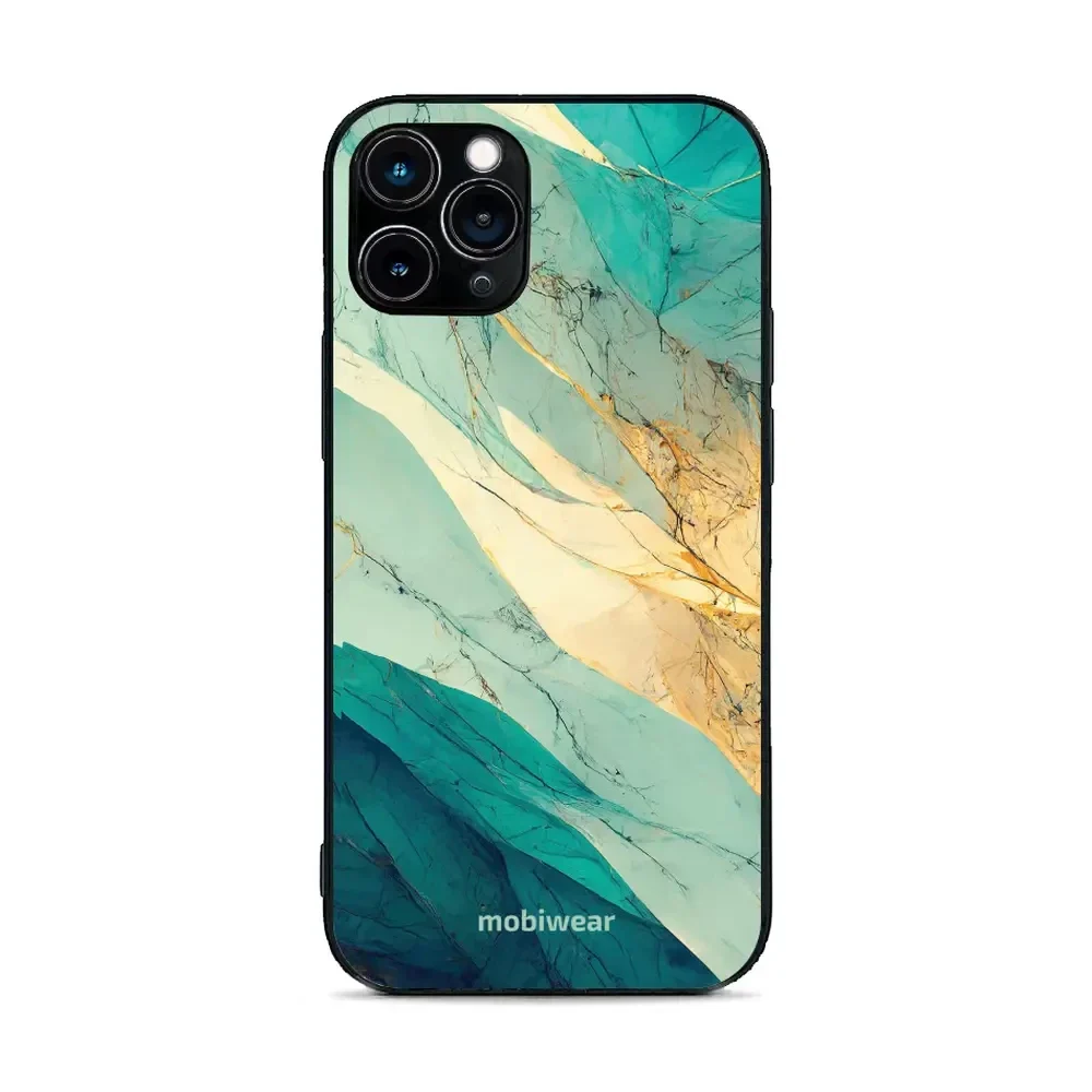 Handyhülle für iPhone 11 Pro, Mobiwear Glossy Case, Türkis-Marmor