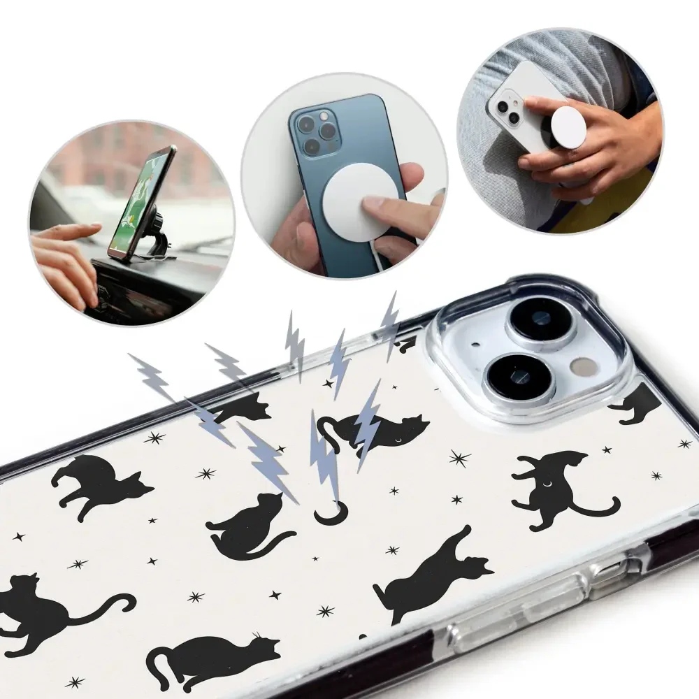 Handyhülle für iPhone 12 Mini mit MagSafe, Mobiwear Elite Bumper, Katzen-Nacht - Image 16