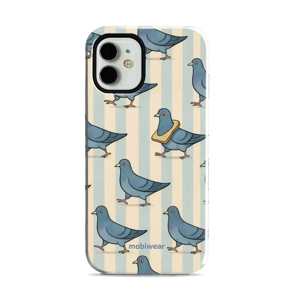 Handyhülle für iPhone 12 Mini, Mobiwear Elite Pro, Blaue Tauben