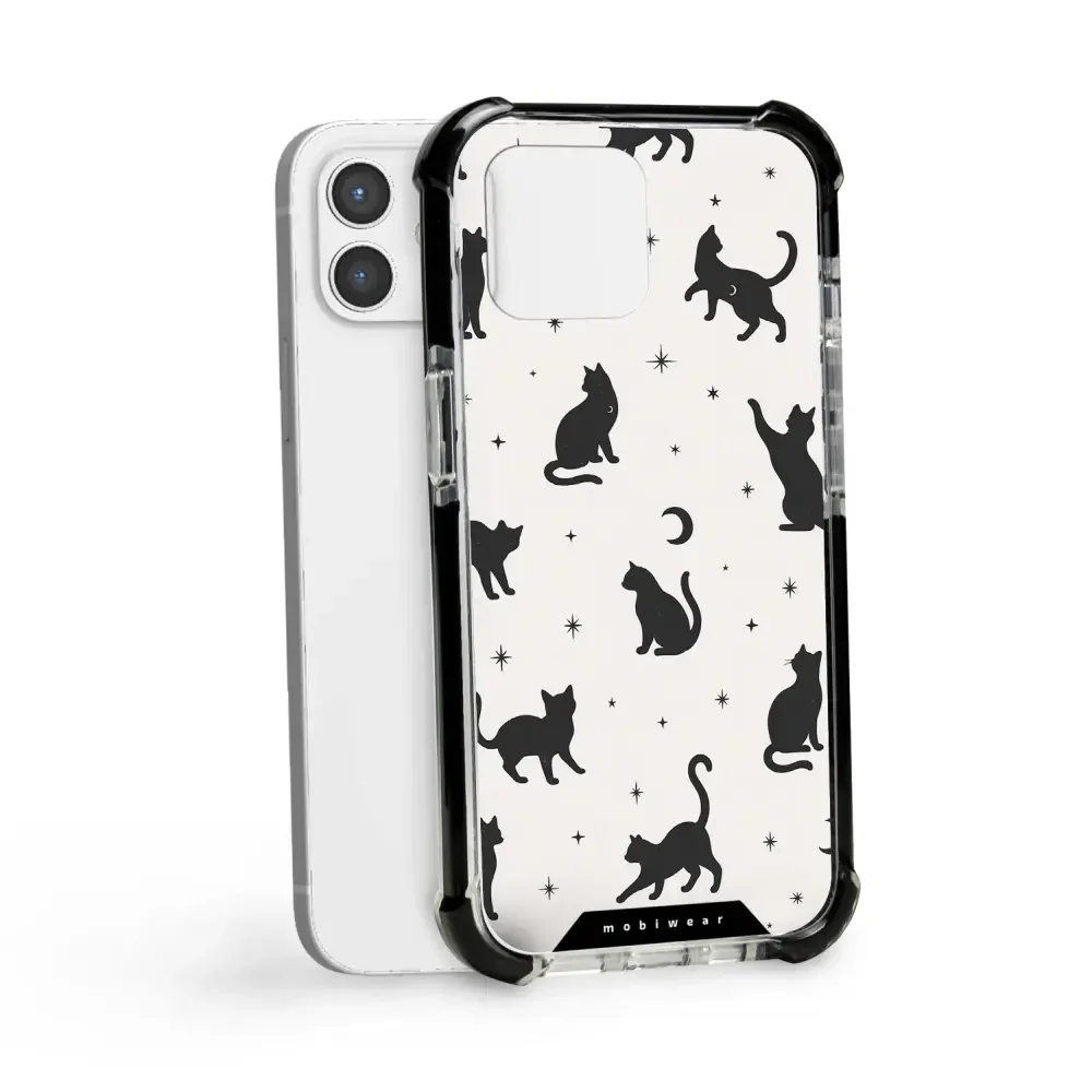 Handyhülle für iPhone 12 mit MagSafe, Mobiwear Elite Bumper, Katzen-Nacht - Image 17