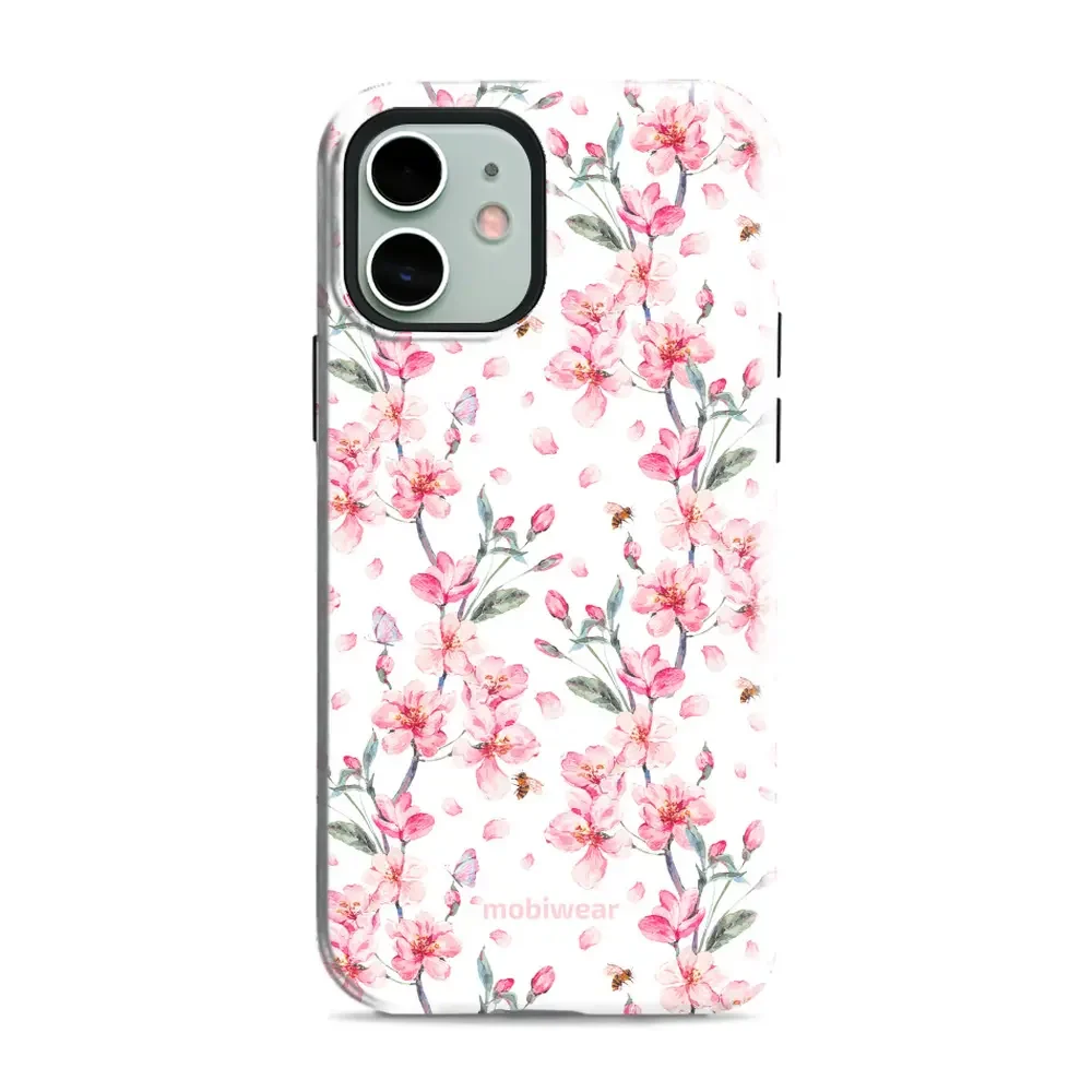 Handyhülle für iPhone 12, Mobiwear Elite Pro, Japanischer Blumenstrauß