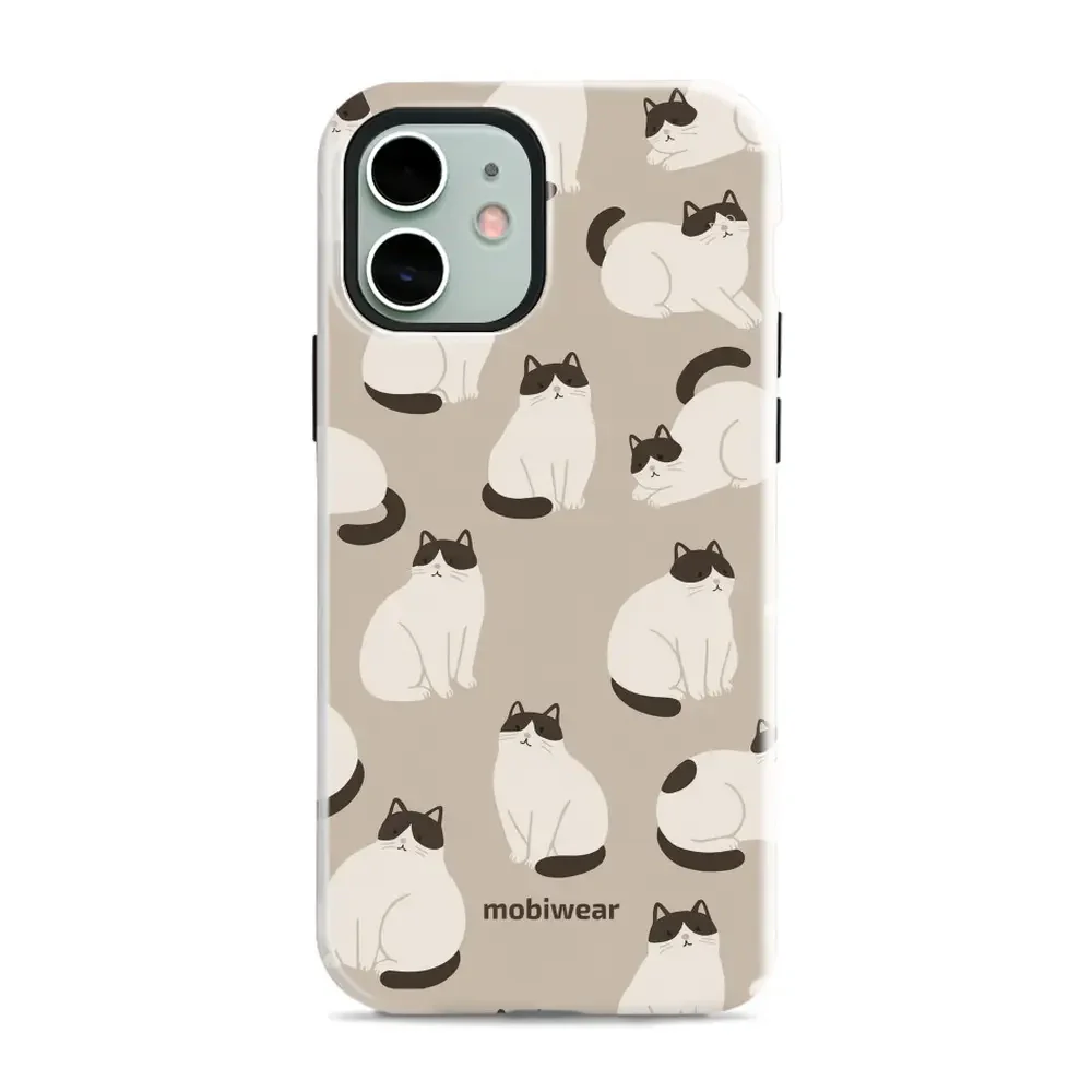 Handyhülle für iPhone 12, Mobiwear Elite Pro, Kaffe Miau