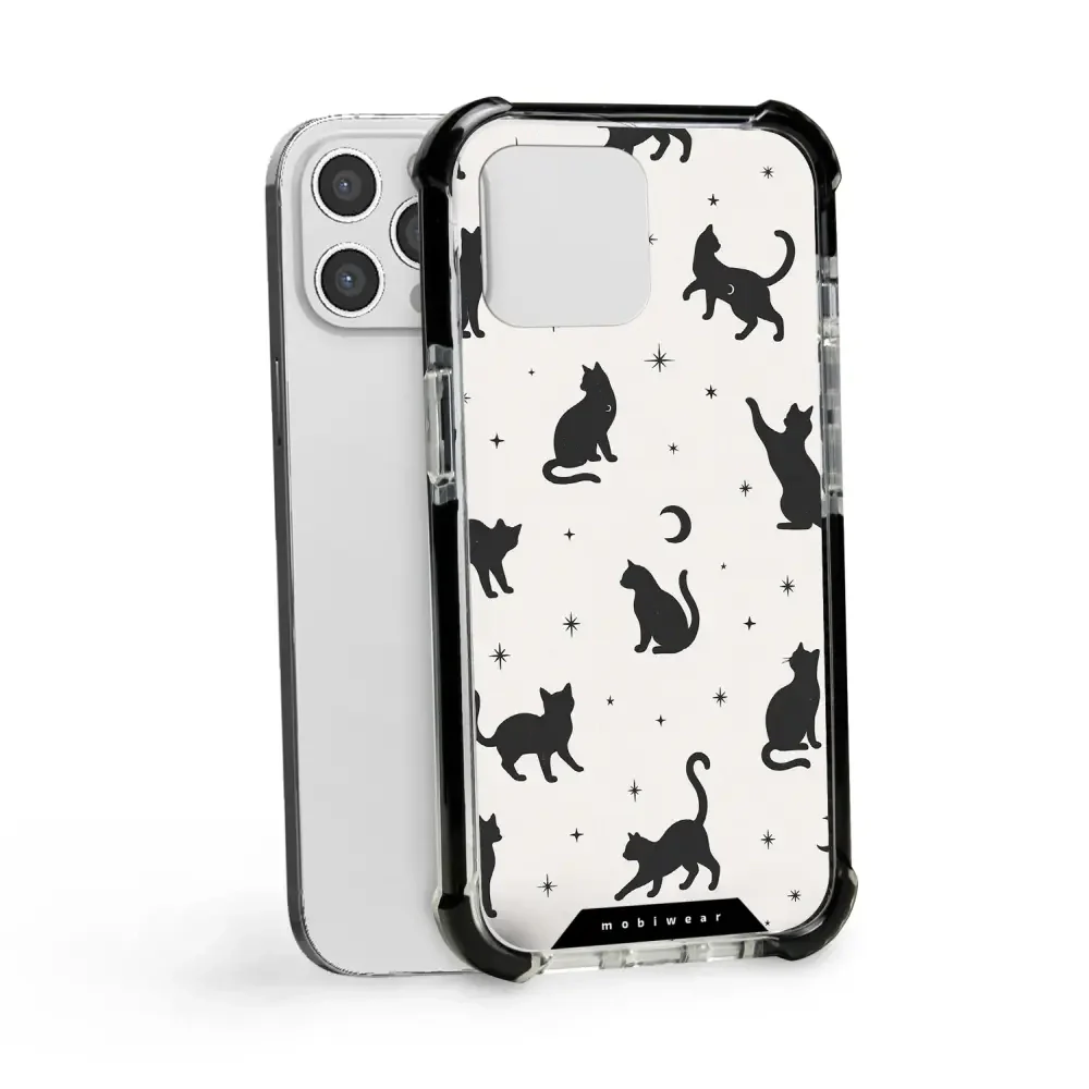 Handyhülle für iPhone 12 Pro Max mit MagSafe, Mobiwear Elite Bumper, Katzen-Nacht - Image 17