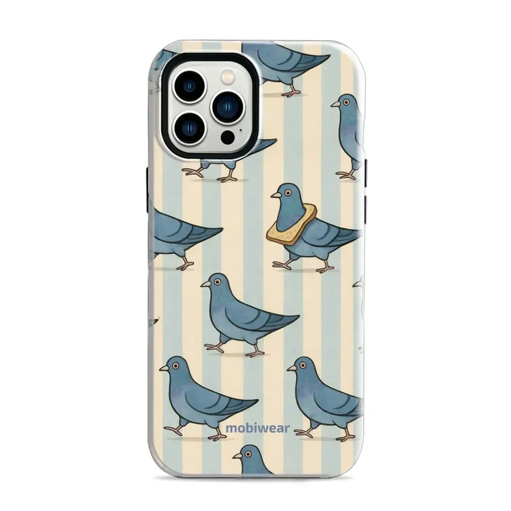 Handyhülle für iPhone 12 Pro Max, Mobiwear Elite Pro, Blaue Tauben