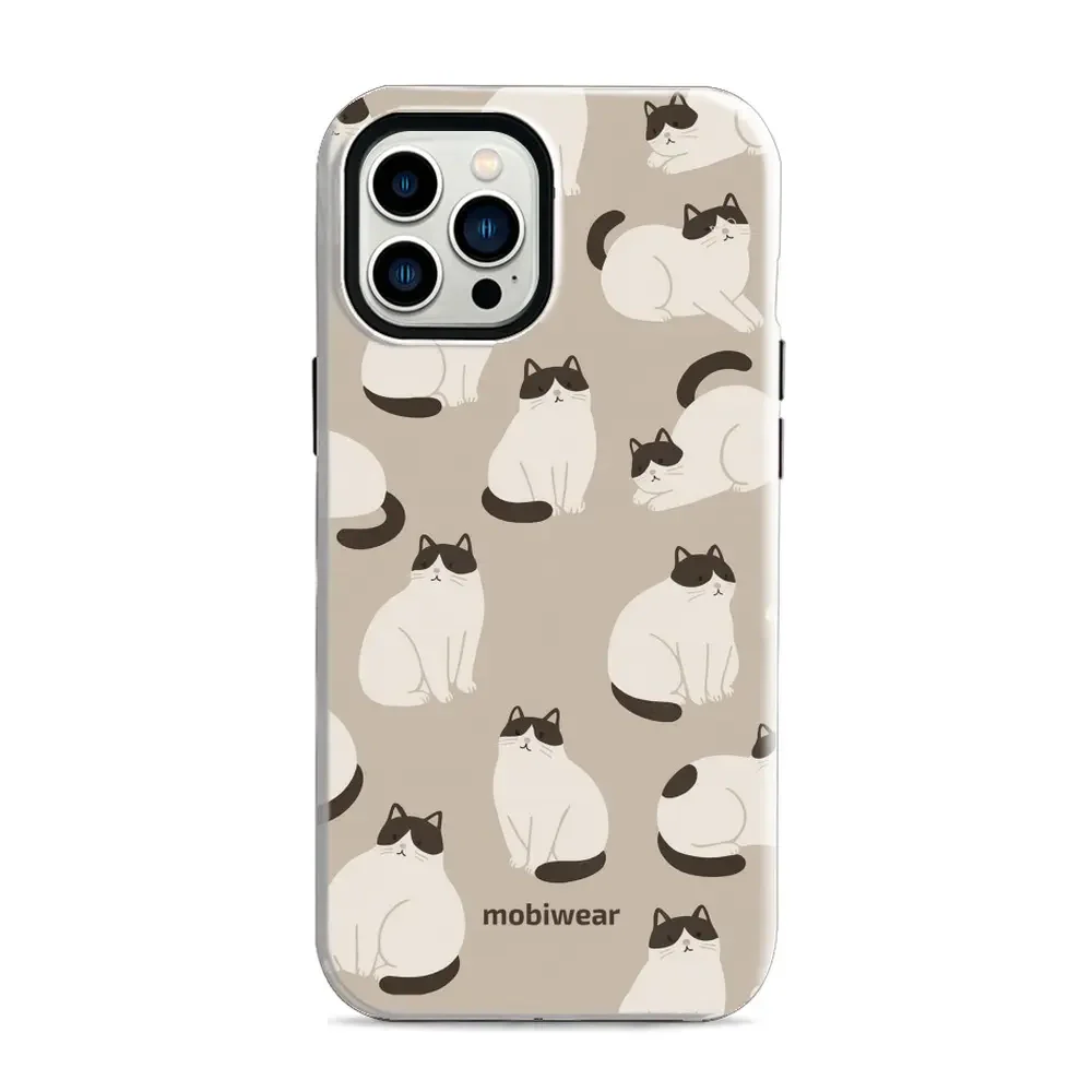 Handyhülle für iPhone 12 Pro Max, Mobiwear Elite Pro, Kaffe Miau