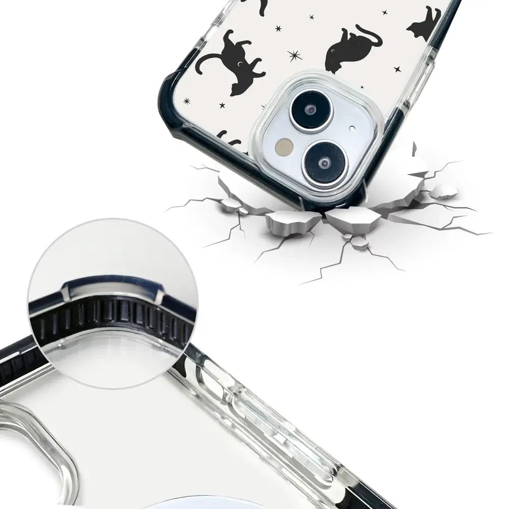 Handyhülle für iPhone 12 Pro mit MagSafe, Mobiwear Elite Bumper, Katzen-Nacht - Image 12