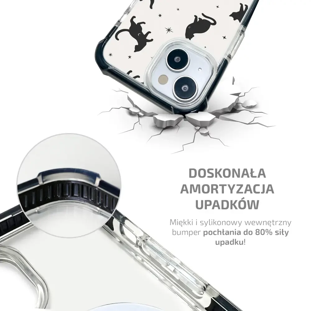 Handyhülle für iPhone 13 mit MagSafe, Mobiwear Elite Bumper, Katzen-Nacht - Image 2
