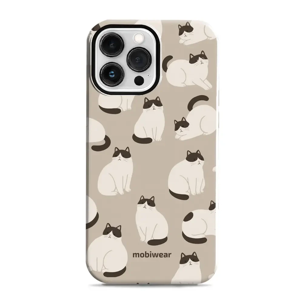 Handyhülle für iPhone 13 Pro Max, Mobiwear Elite Pro, Kaffe Miau