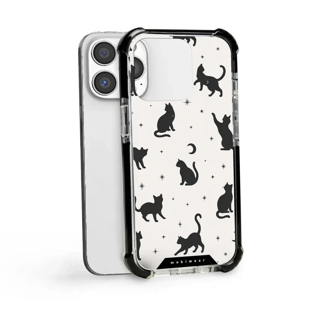 Handyhülle für iPhone 13 Pro mit MagSafe, Mobiwear Elite Bumper, Katzen-Nacht - Image 17