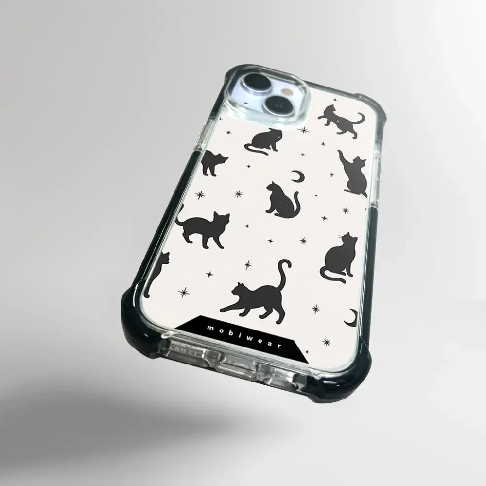 Handyhülle für iPhone 13 Pro mit MagSafe, Mobiwear Elite Bumper, Katzen-Nacht - Image 9