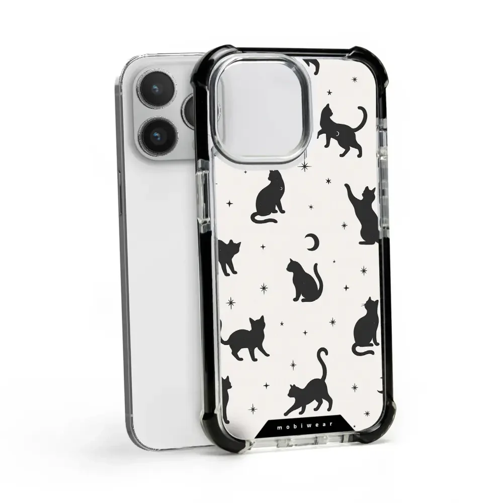 Handyhülle für iPhone 14 Pro Max mit MagSafe, Mobiwear Elite Bumper, Katzen-Nacht - Image 17